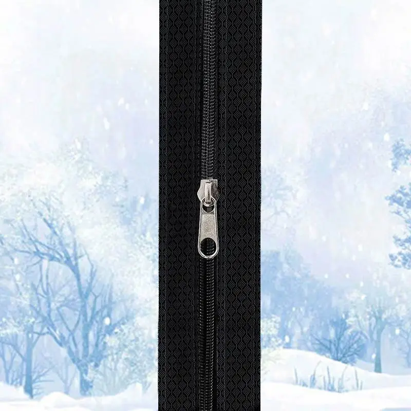 Sealed transparent insulation curtain for bedroom, windproof and cold proof blocking curtain, black edge, no need to drill holes