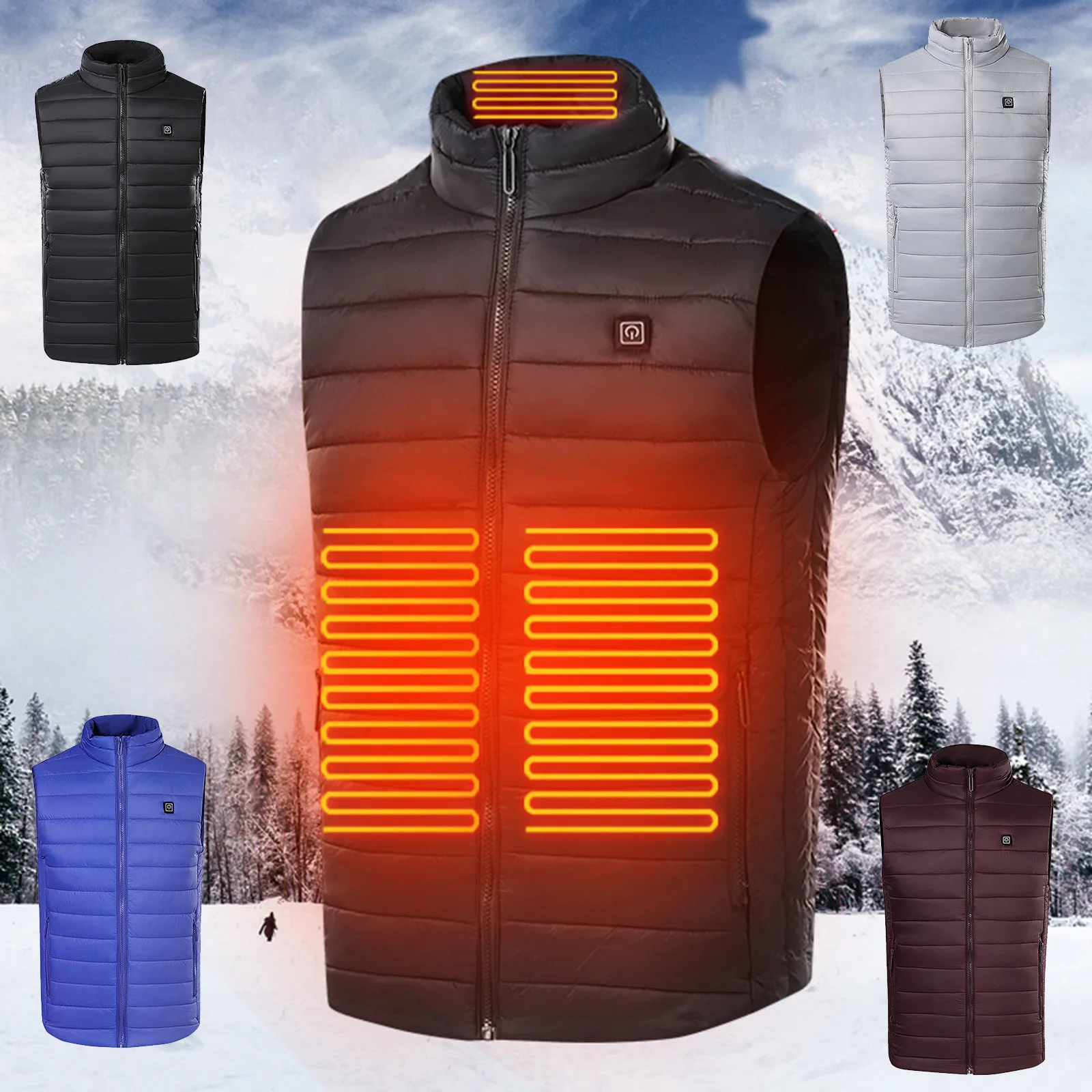 9 Areas Heated Vest Men Women USB Heated Jacket Heating Vest Thermal Clothing Hunting Vest Winter Heating Thermostatic Jacket