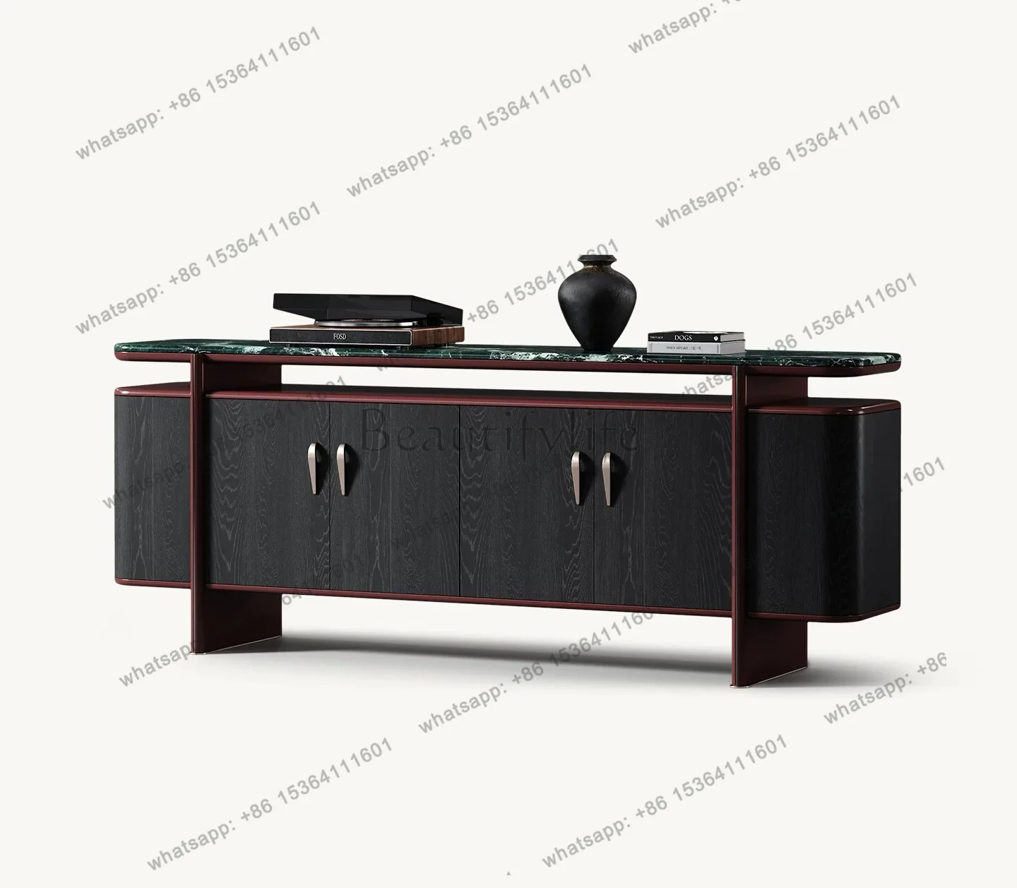 

Italian minimalist luxury stone dining side cabinet, high-end large flat-layer storage cabinet in living room