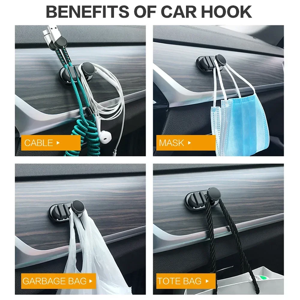Mini Car Hook Self Adhesive Home Hanger Auto Fastener Clip for USB Cable Organizer Key Bag Storage