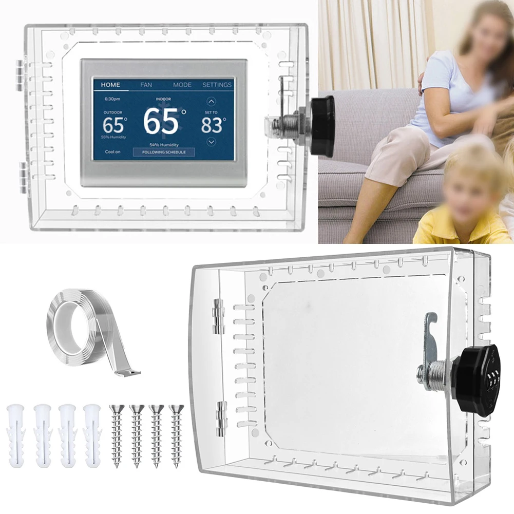 Home Installation Thermostat Lock Box Combination Lock Resettable Combination Lock Rounded Corner Safety Transparent Lock Box