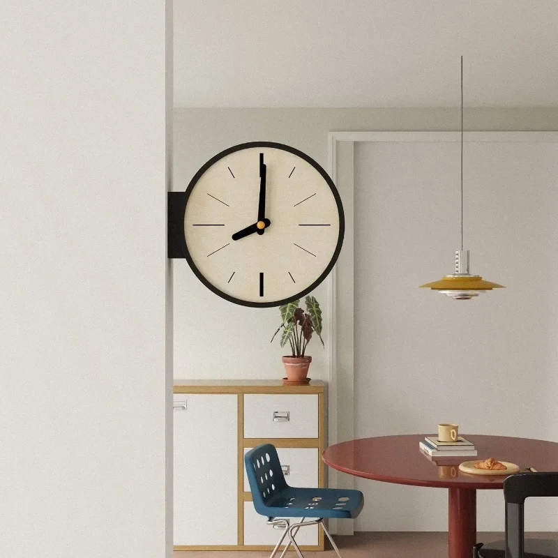 Creative Simplicity Wall Clock Living Room New Retro Clock Corner Double-sided Artistic Corner Home Decoration