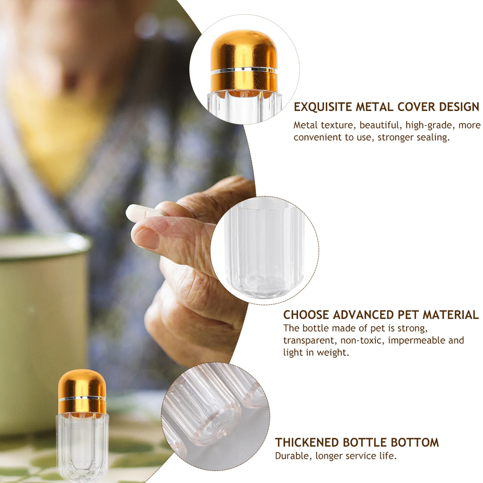 20 Uds cápsulas una botella botella recargable botellas vacías contenedor de pastillas etiquetas de viaje