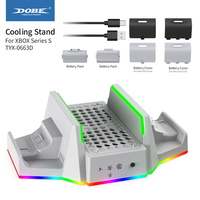 Dobe For Xbox Series S RGB Vertical Cooling  Fan Stand with Dual Controller Charger Battery Pack Charging Dock Xbox SS TYX-0663D