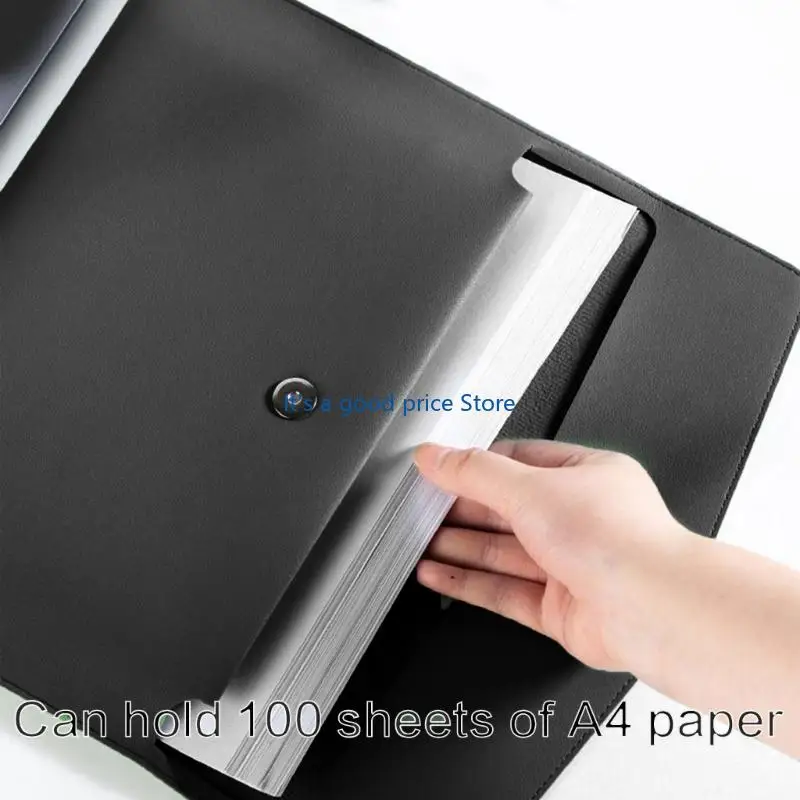 

Water Resistant PU Leather Folder Document Organiser Storage Case Closure 100 Sheets Capacity For School Office