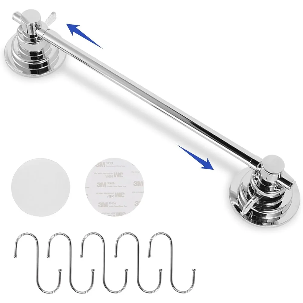 

Вешалка для полотенец на присоске для душа с 5 крючками, регулируемая длинная настенная вешалка для мочалок из нержавеющей стали размером 17–28 дюймов, очень...
