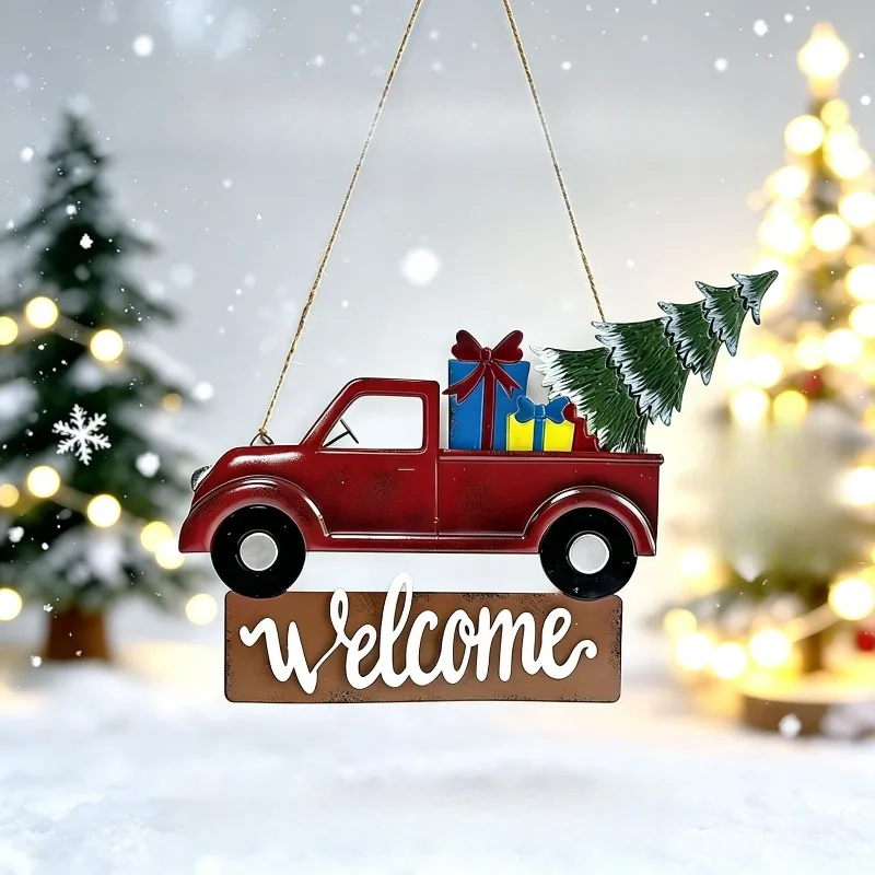 Christmas Car Ground Stake Decoration Sign  Waterproof Garden Lawn Party Decoration Supplies Garden Decorative Wooden Stakes