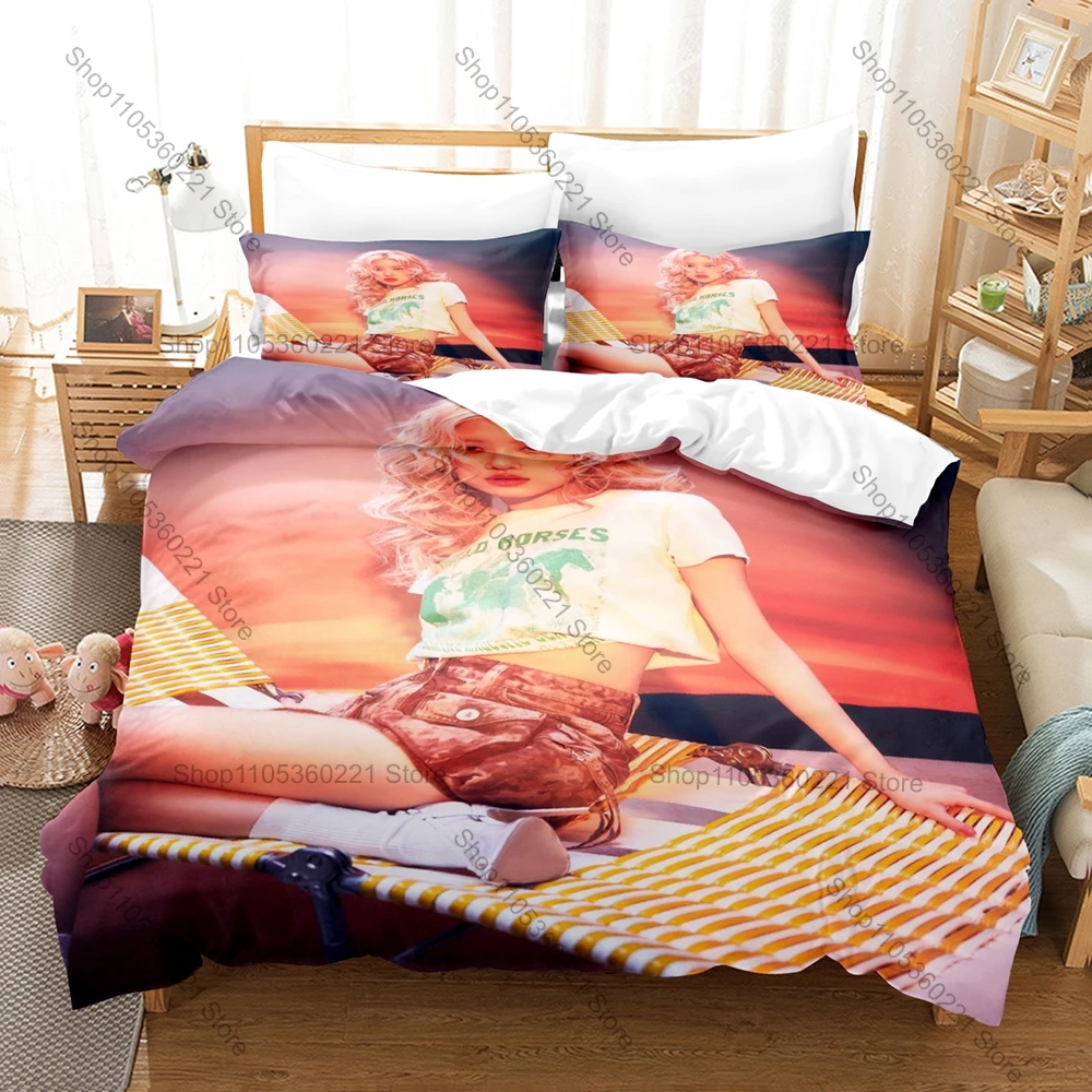 Popular Singer Rosé Duvet Cover + 2 Pillowcases, Number One Girl Pattern Soft Bedding Set for K-pop Enthusiasts Bedroom
