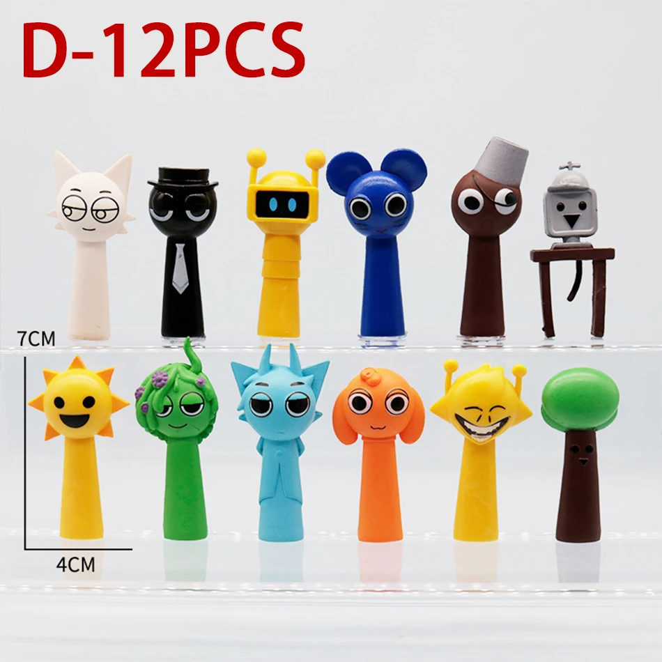 Novo conjunto de 12 peças engraçado sprunki figuras modelo 6-8cm pvc sprunki jogo anime figuras de ação e brinquedo dos desenhos animados crianças presentes de aniversário brinquedos