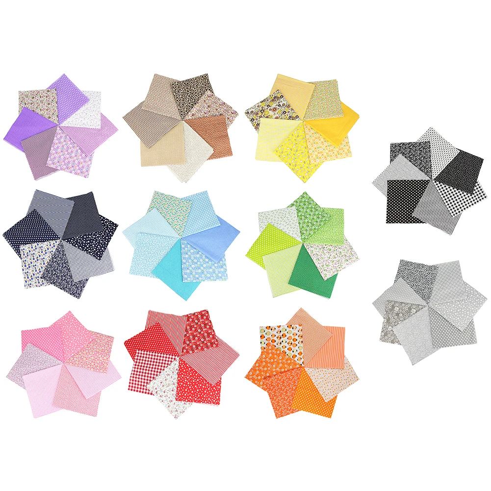 7PCS Cotton Fabric Bundles for Patchwork Craft and Sewing Projects Soft and Comfortable Material for Various Uses