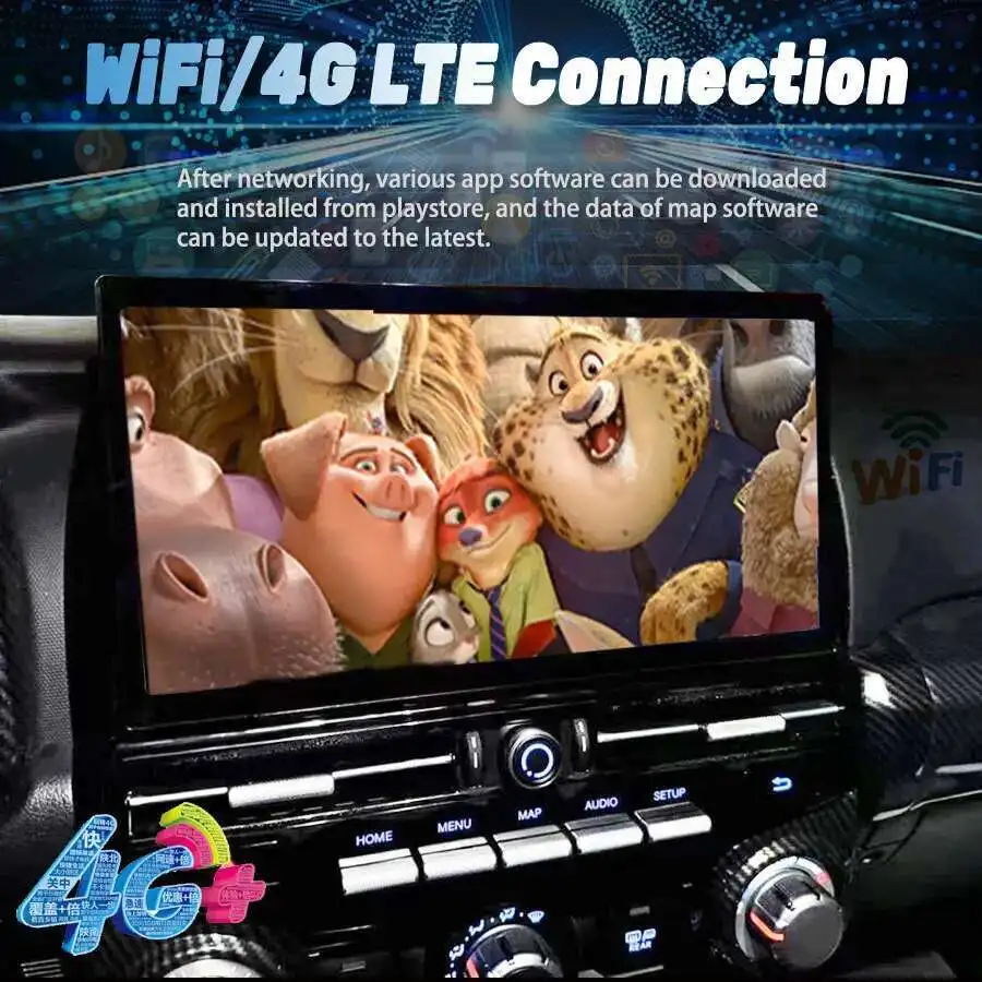 13.3 بوصة Carplay راديو السيارة لتويوتا 4 عداء 2009-2022 أندرويد 13 شاشة تعمل باللمس مشغل وسائط متعددة لتحديد المواقع والملاحة ستيريو 4G WIFI