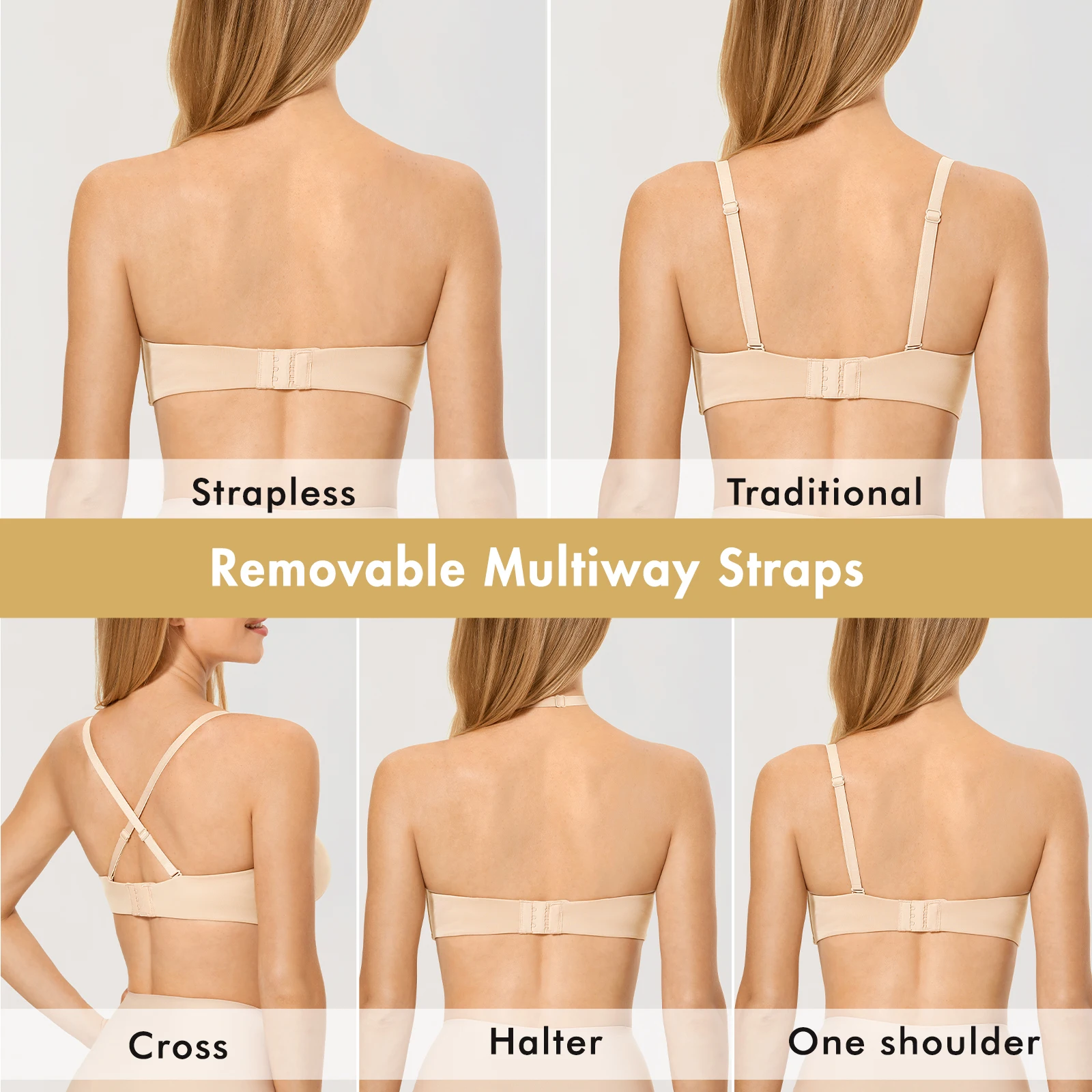 Delimira Women's Strapless Bra Seamless Plus Size Full Coverage Smooth Invisible Underwire Bandeau Minimizer Bras for Big Bust