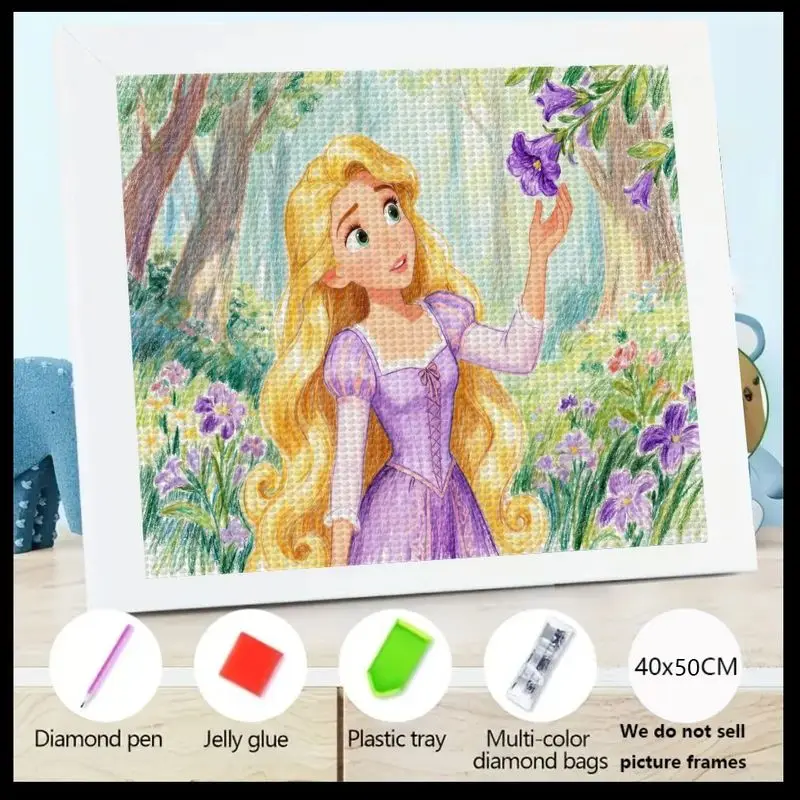 

1PC Kids Adults Princess Rapunzel 5D Diamond Painting Kit, Fairy Tale Cartoon Girl Art DIY Full Drill Crystal Rhinestone Gem Pai