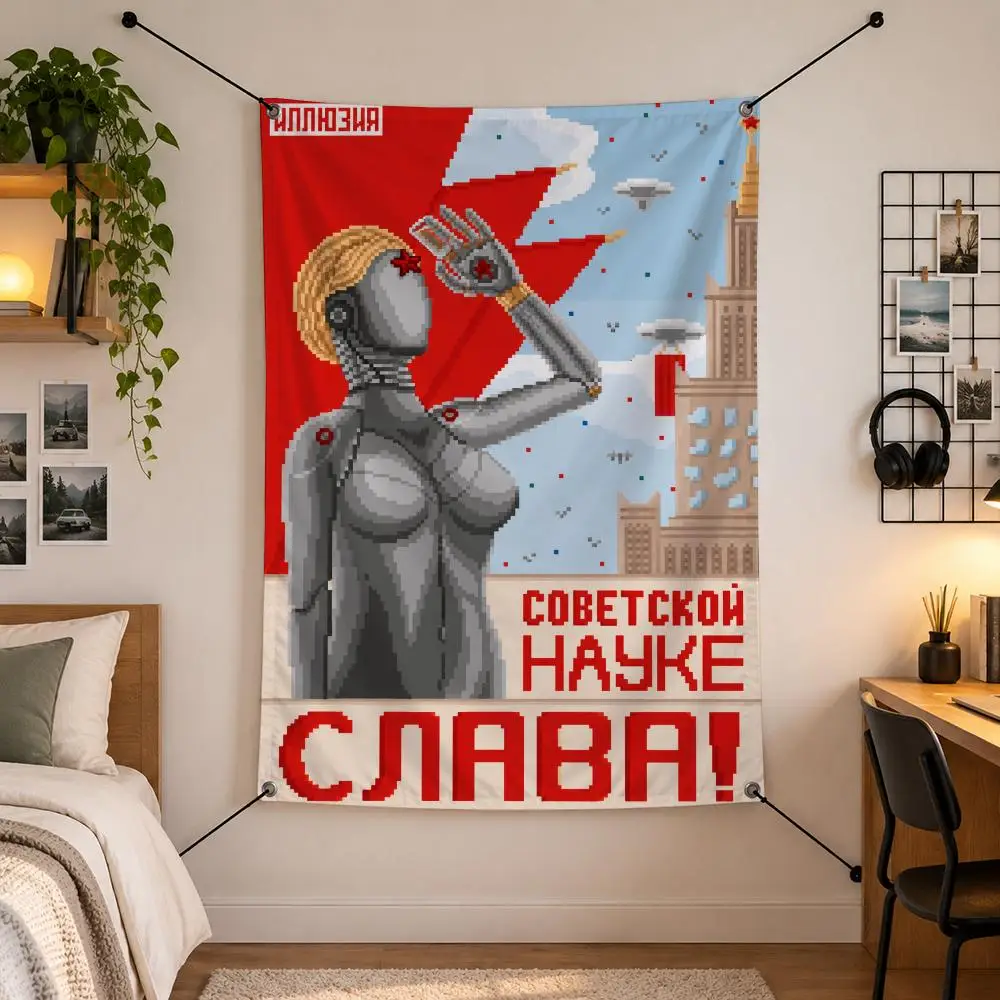 Game A-Atomic Heart Flags Vertical Wall Hanging for Bedroom Dorm Living Room Party Garage Camping