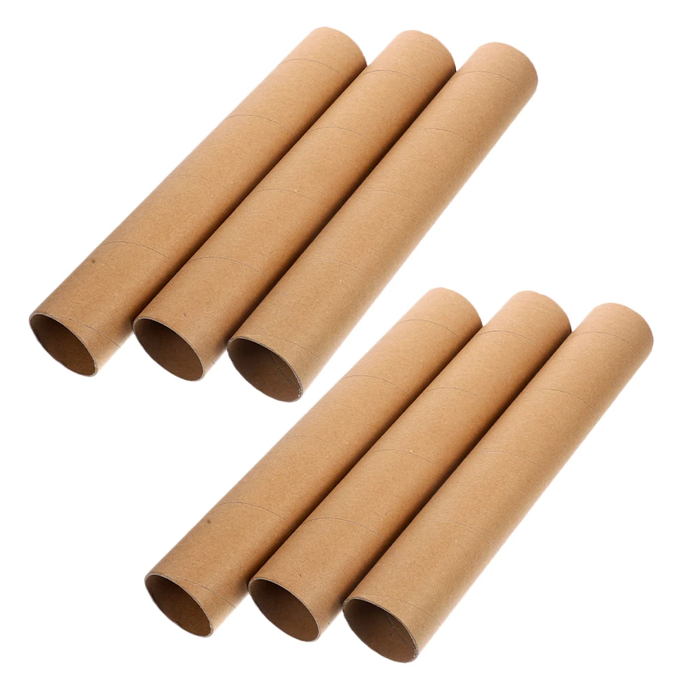 6pcs Paper Tubes Cardboard Craft Brown Scrapbooking Projects Diy Decorations Holiday Bulk Sturdy Natural Color Painting