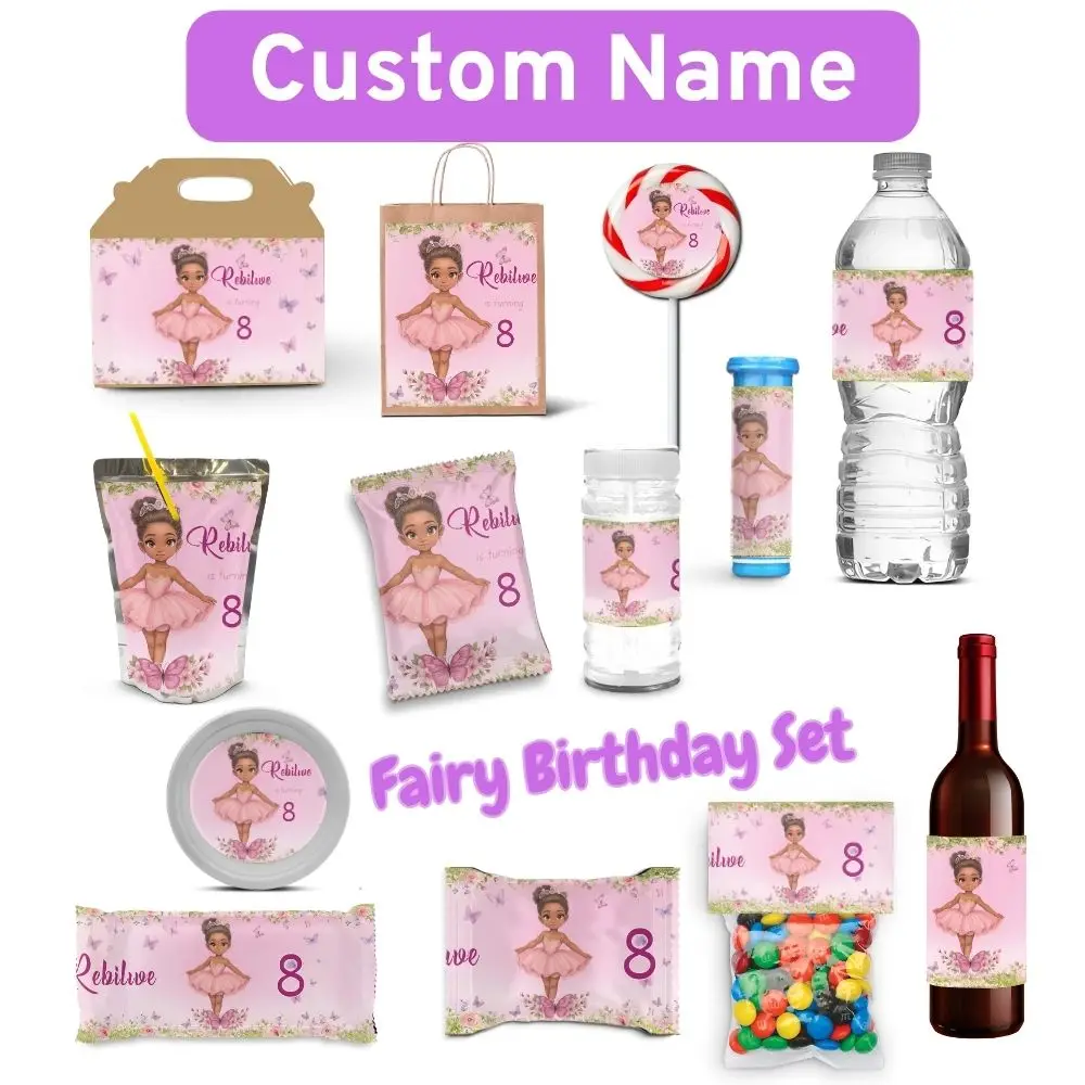 

Персонализированная фея-балерина, вечеринка по случаю дня рождения, подарочная пачка, наклейка «Спасибо», балет, детский душ, декор для вечеринки, этикетки на заказ