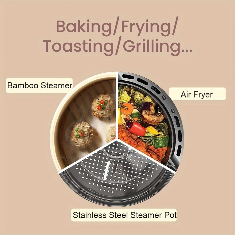 100pcs of Bamboo Steamer Liners Made from Unbleached 100% Pure Raw Wood Pulp Designed for Food Use for Air Fryers Microwaves