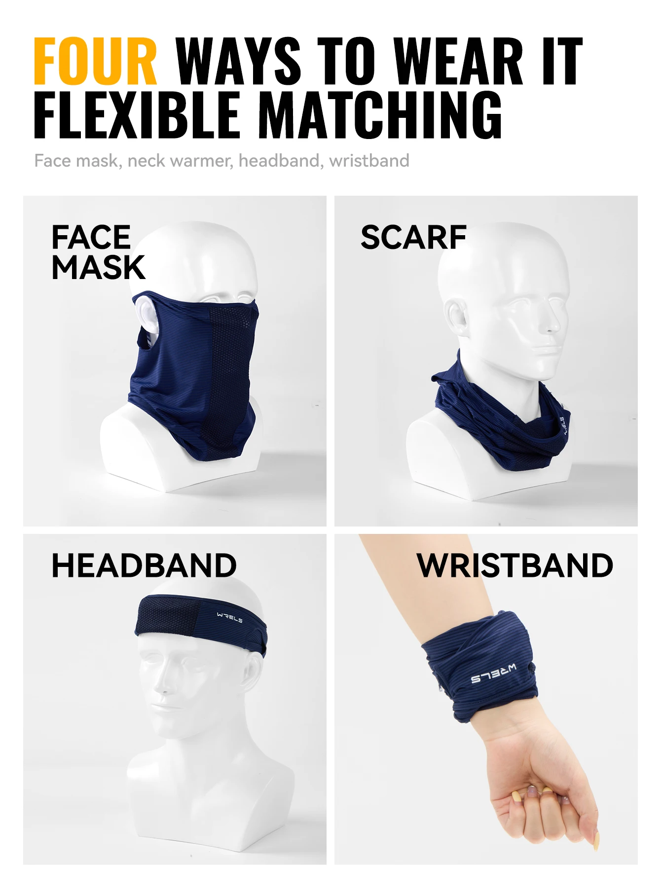 WRELS Nackenwärmer UV-Schutz Gesichtsmaske UPF 50+ Kühlender Ohrschal mit Haken Bandana Sommer Radfahren Angeln Outdoor Taktische Maske – Detail 10