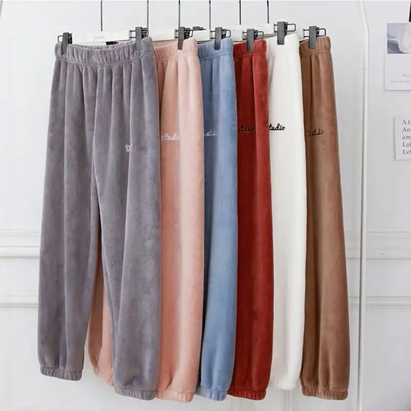 Winter Women Underwear Thermal Warm Trousers Velvet Pajama Pants Waist Home Women Casual Cashmere Trousers Autumn