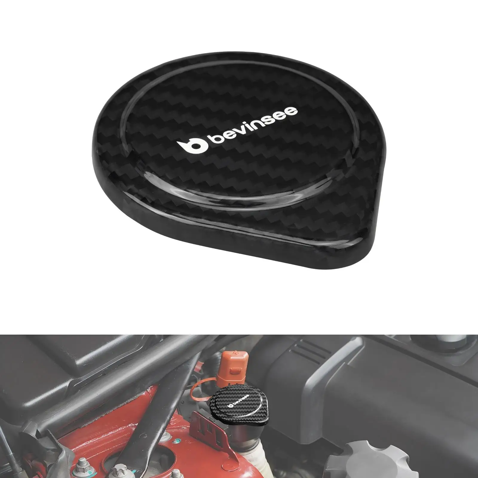 

BEVINSEE Carbon Fiber Washer Fluid Reservoir Cap For BMW E90 E91 E92 E93 E81 E82 E87 E88 2005-2013 X1 E84 Replaces 61667264145