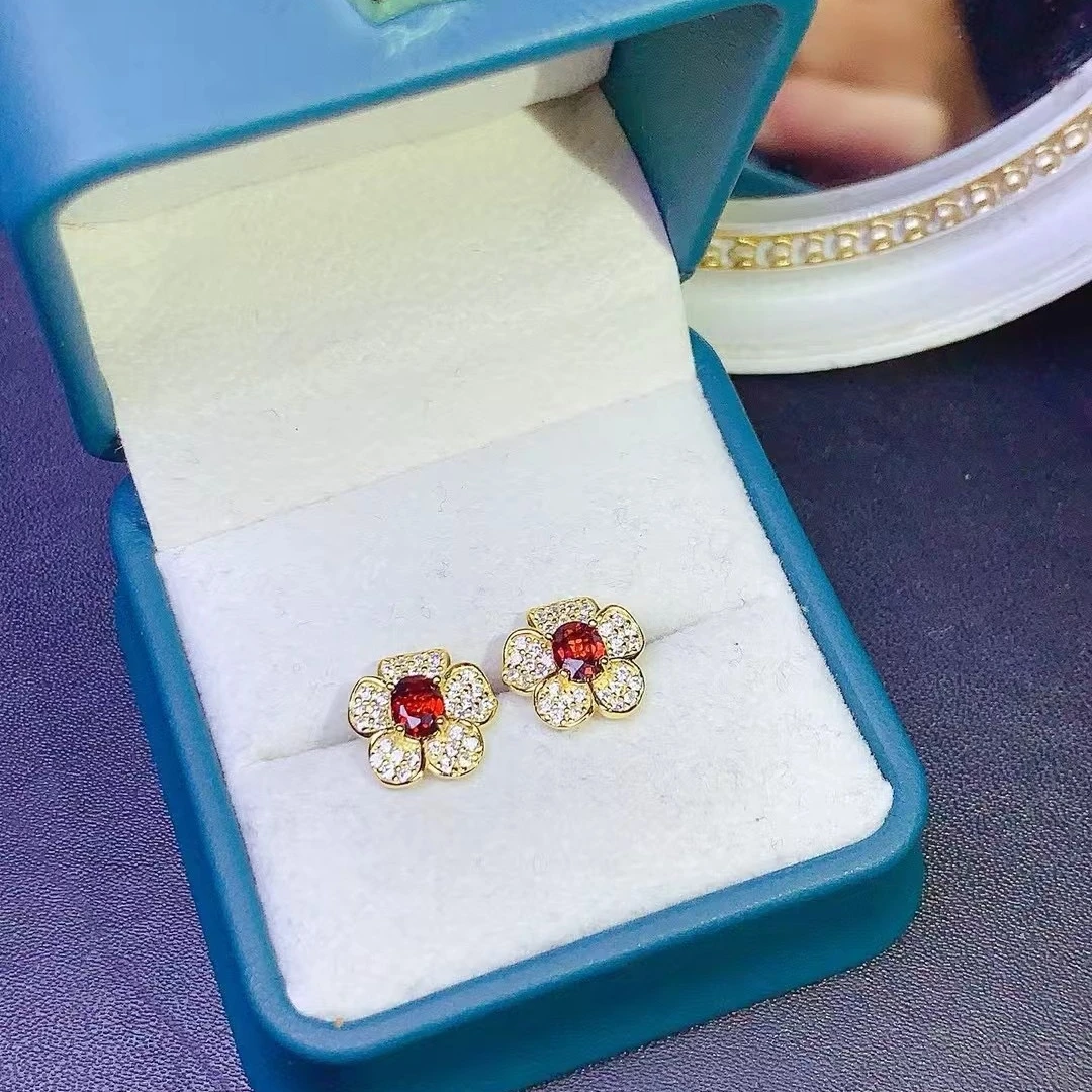 

KJJEAXCMY Высококачественные женские серьги из натурального граната, серебро S925 с гальваническим покрытием, высокая четкость, полная блестка