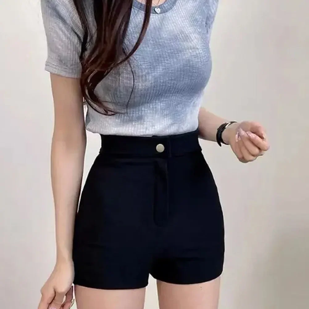Pants Women Shorts Dating Going Out Bottoms Female High Waist Hot Korean Pullover Sexy Slim Solid Color Spring
