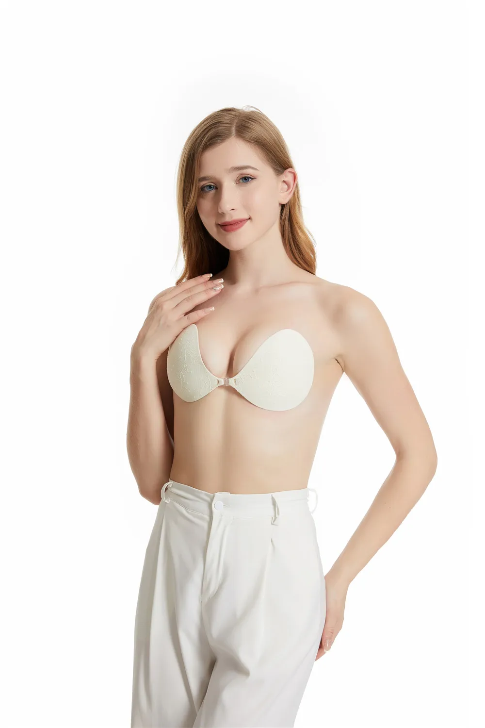 Siliconen Strapless Push-Up Bh Backless Zelfklevende Onzichtbare Kanten Stick Op Uk