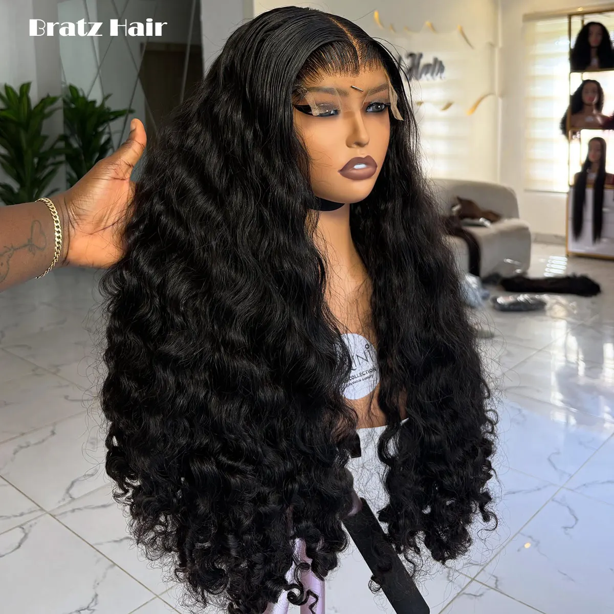 

400 Density Human Hair Wig Natural Black 5by5 Closure Loose Deep Wave Wigs Ready to Wear 13x6 13x4 HD Lace Front Glueless Wigs