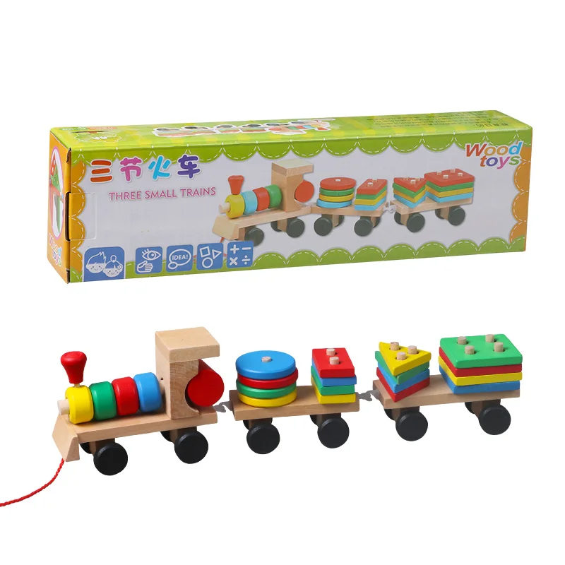 Houten autospeelgoed voor kinderen Stapelvorm Geometrie Trein Diecasts Voertuigset Combinatietrein Auto's Educatief speelgoed Geschenken Kinderen