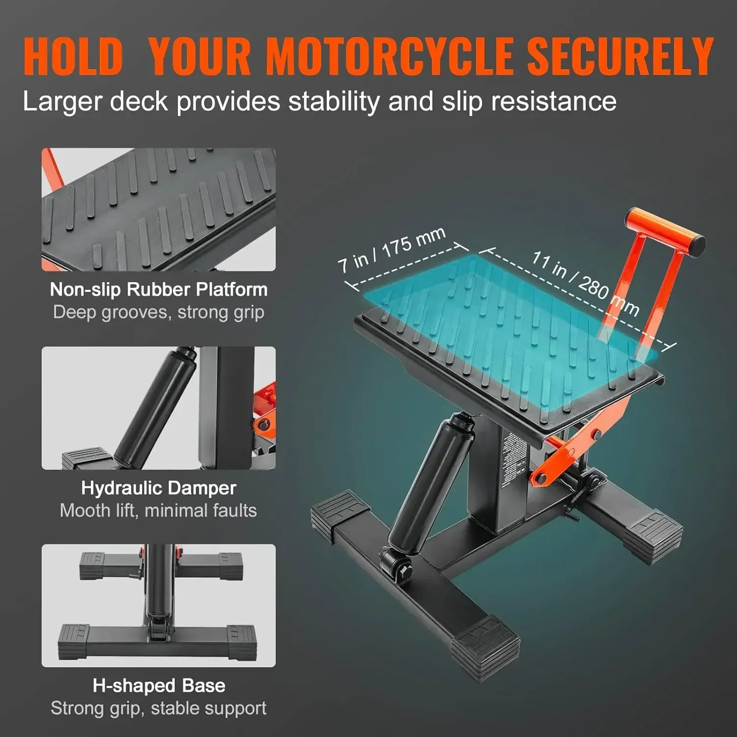 

[XMSJ]Dirt Bike Lift Stand, Motorcycle Jack Lift Stand 440 lbs Capacity and Hydraulic Lift Operation, Adjustable Height Hoist Ta