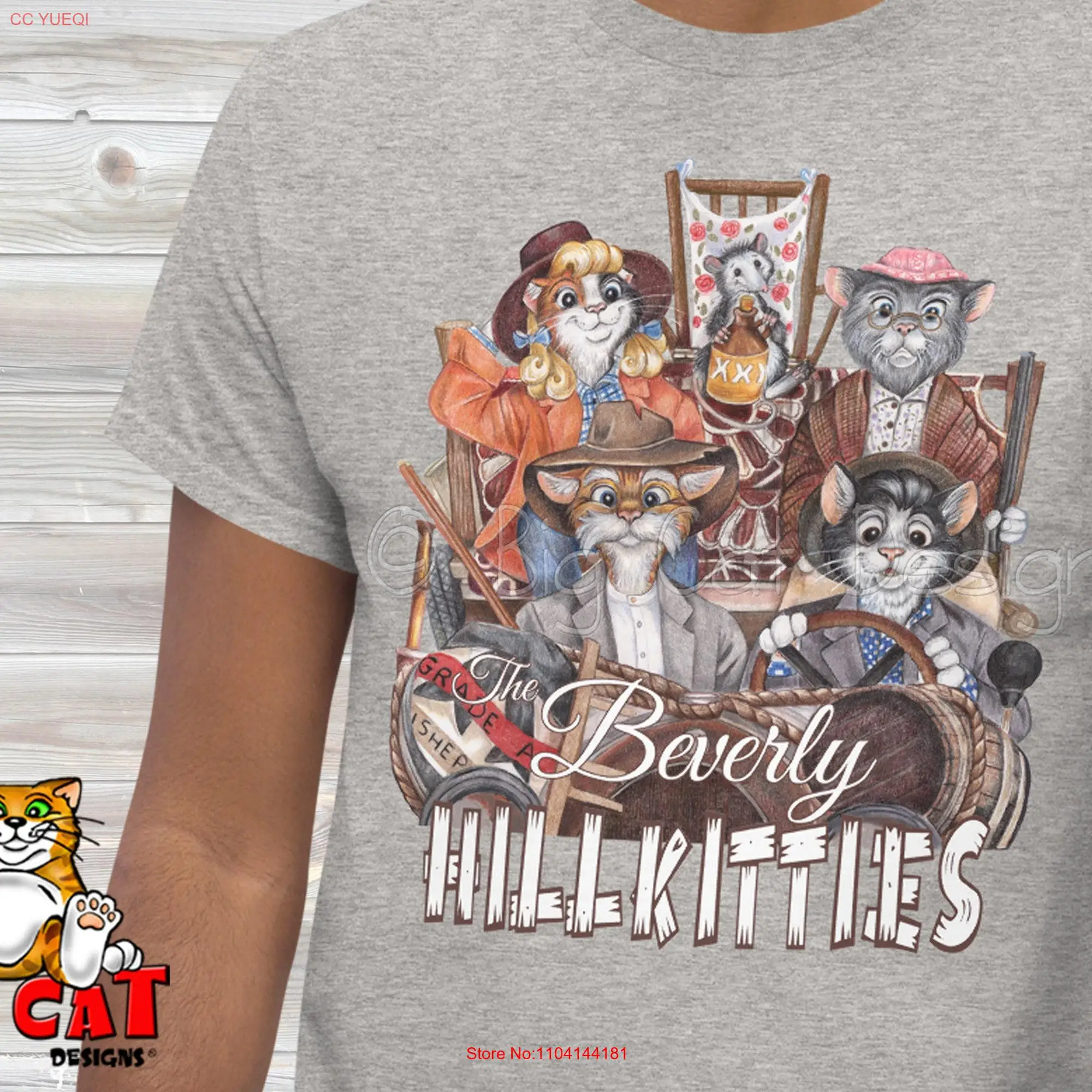 Cat T shirt The BEVERLY HILLKITTIES cats making a parody of Hillbillies long or short sleeves