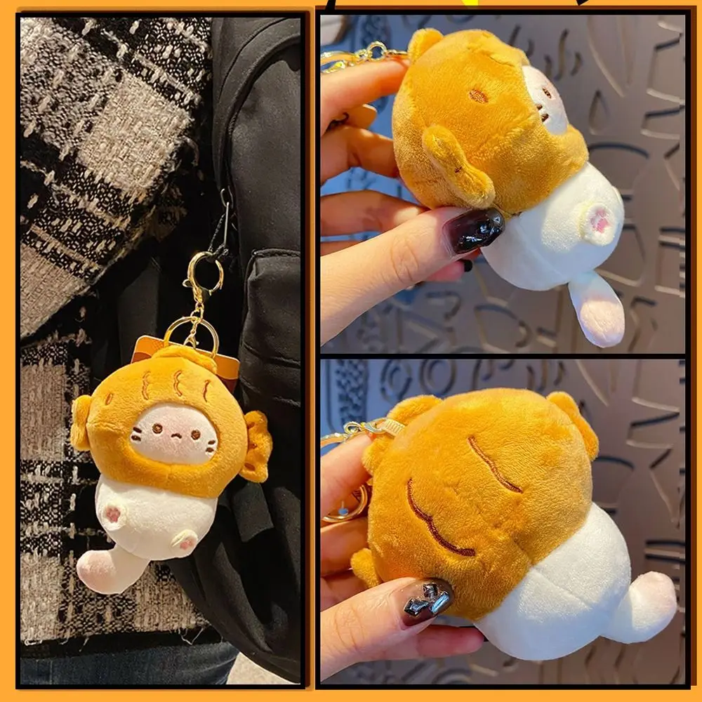 Cute Plush Snapper Head Keychain Cocoa Cat Japanese Style Snapper Keychain Doll Pendant