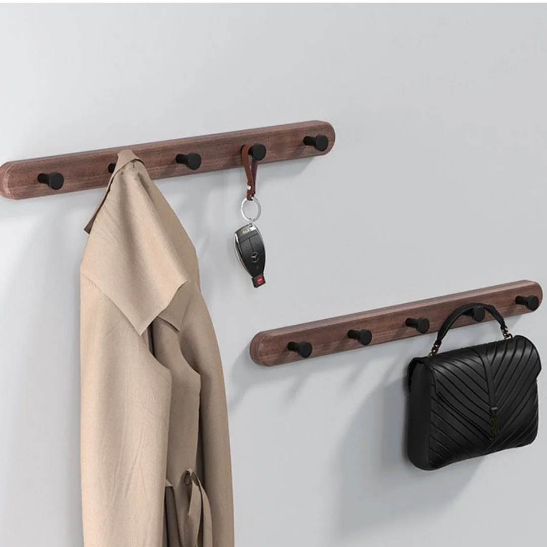 Tuqiu Robe Hook,Clothes Hook,Towel hanger, Wood and Aluminum Towel Hooks kitchen hooks Brushed gold bathroom accessories