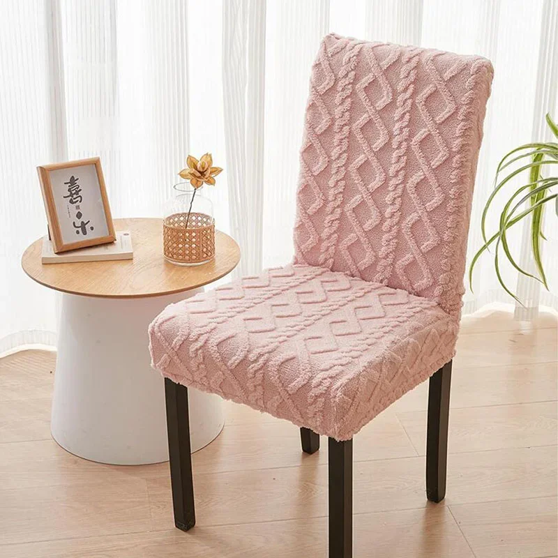 Twist Thick Jacquard Chair Cover Modern Plush Elastic Dining Chair Cover for Party Banquet Hotel Wedding Warm Cushion for Winter