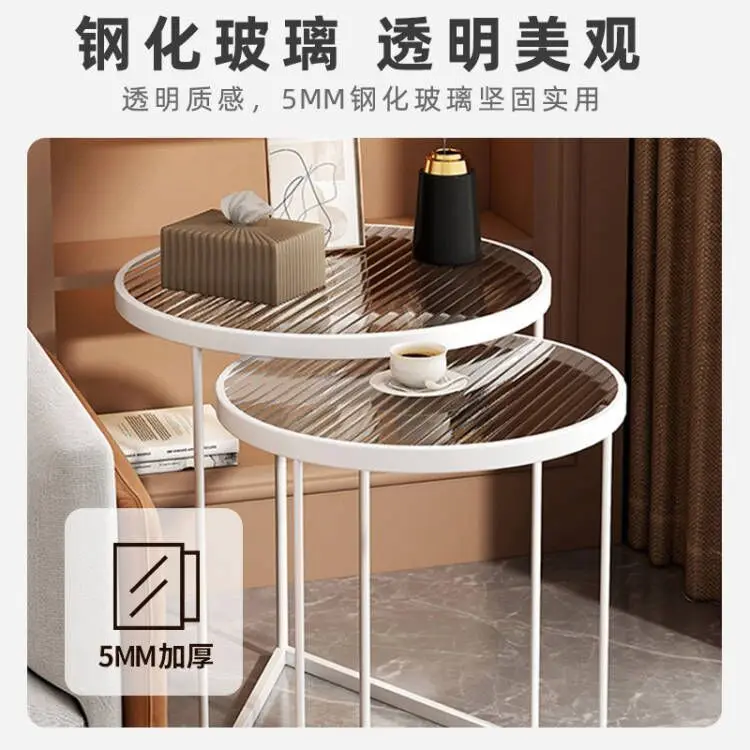 Sofa Side Table, Tempered Glass Side Cabinet, Corner Table, Bedside , Small Coffee Table, Living Room Storage Rack