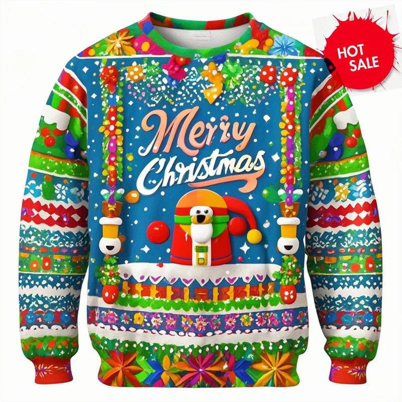 

Newest Santa Claus Pattern 3D Print Sweater Mens Women Clothing Casual Fashion Long Sleeve Sweaters Cool Christmas Kids Tops