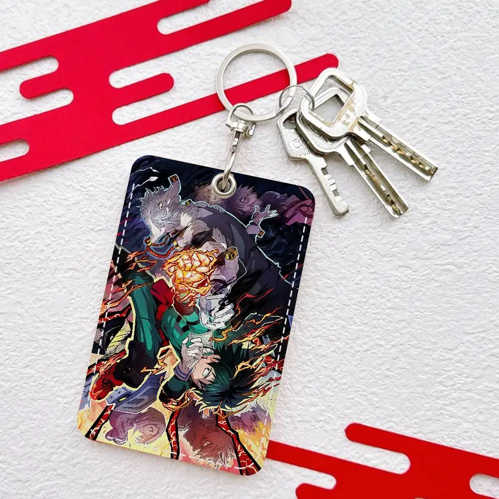 انمي ياباني الكرتون بطلي 1 قطعة حافظة بطاقات الوصول حافظة بطاقات جلدية المفاتيح حلقة رئيسية باب الوصول العلامات حافظة بطاقات الهوية المفاتيح