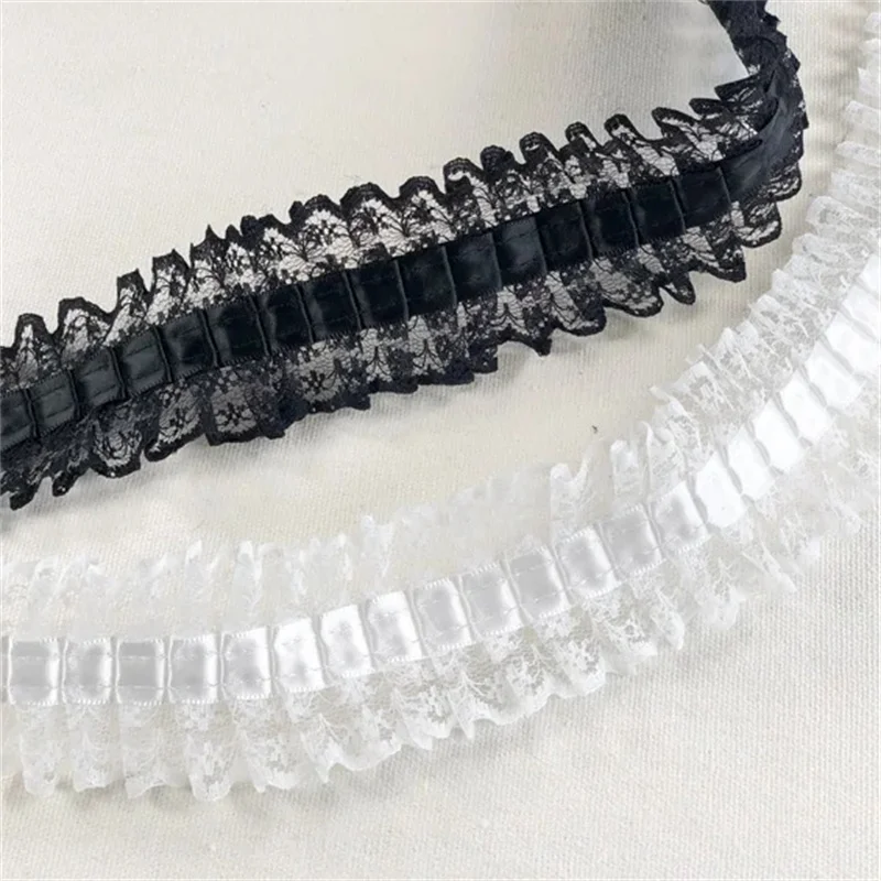 Wide 4cm White Black Tulle Fabric Lace Ribbon Trims Edge DIY Handmade Dolls Skirts Sewing Wedding Guipure Material P008