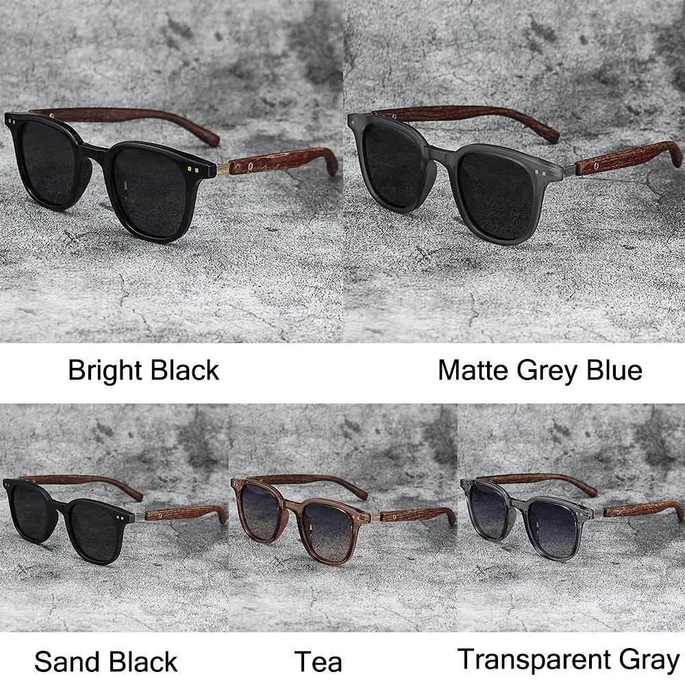 Modne okulary przeciwsłoneczne Retro z drewna dla kobiet i mężczyzn nowy kwadratowa ramka okulary przeciwsłoneczne ochrona przed promieniowaniem UV okulary rowerowe zewnątrz ulicy — zdjęcie 6