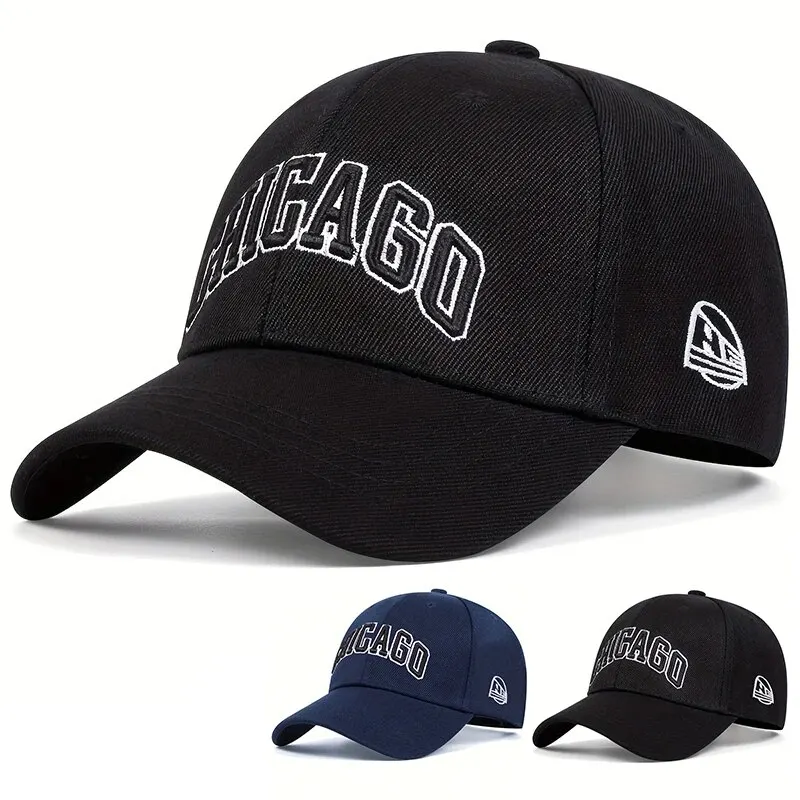 Unisex CHICAGO Letter Embroidery Baseball Caps Spring Autumn Outdoor Adjustable Casual Hats Sunscreen Hat