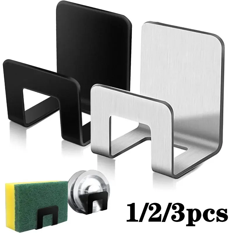 

Kitchen Stainless Steel Sponges Racks Self Adhesive Sink Sponges Drain Drying Rack Hook Storage Holders Kitchen Sink Accessories