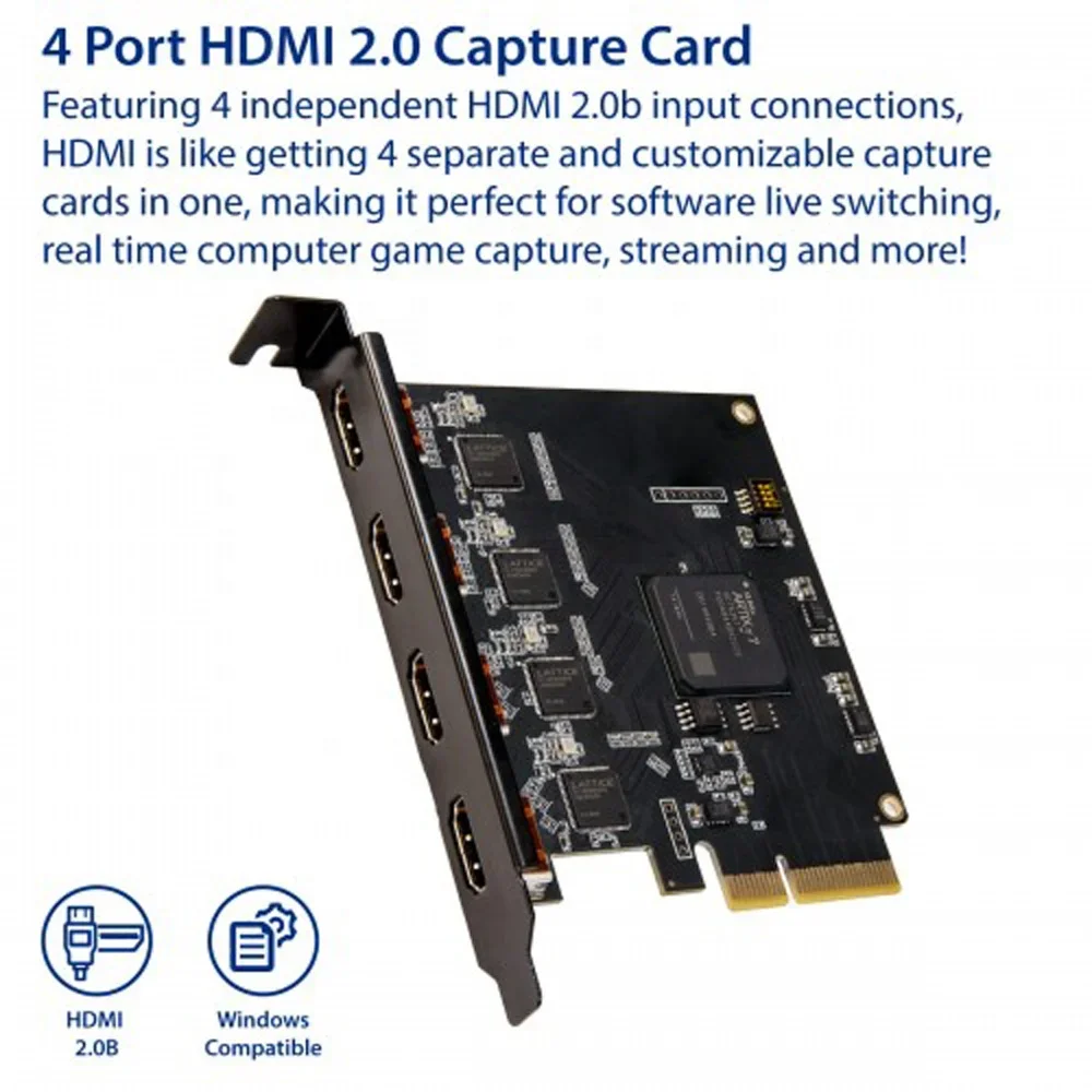 Placa de captura de vídeo IOCREST Quad HD MI Interface PCI-e X4 Streaming ao vivo multicanal