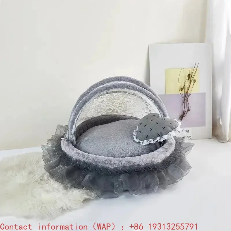 

【Best-selling】Fluffy Winter Warm Deluxe Dog Pet Cradle Bed Sofa with Fleece Plush Fuzzy Velvet Puppy Kitten Princess Items Gray