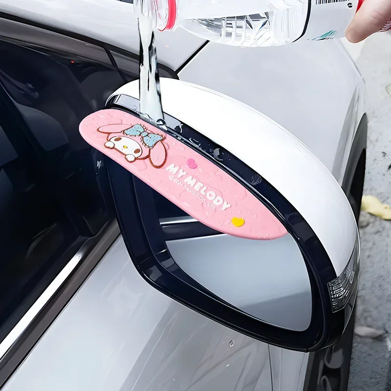 

Автомобильное зеркало заднего вида Sanrio, дождевик, зеркало заднего вида, дождевик для бровей, дождевик, мультфильм My Melody, украшение автомобиля, аксессуары, подарок