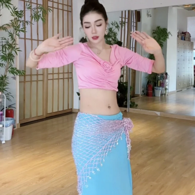 

Новые костюмы для танца живота для женщин, высококачественный сексуальный темпераментный костюм для выступлений для взрослых, профессиональный тренировочный костюм для восточных танцев