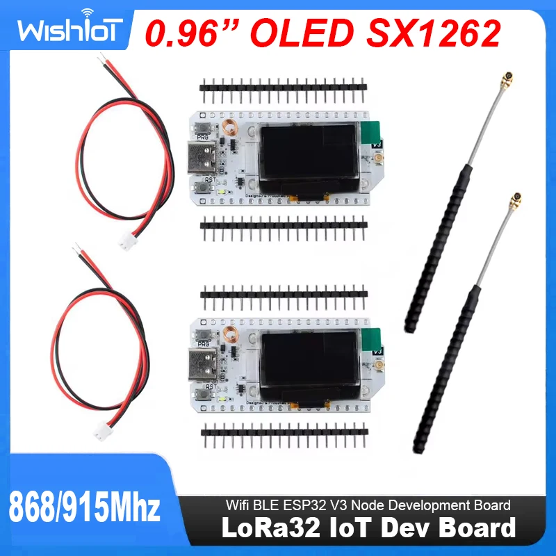 0.96inch OLED SX1262 Wifi BLE ESP32 V3 Node Development Board LoRa32 IoT Dev Board 868/915Mhz Antenna Upgraded Version