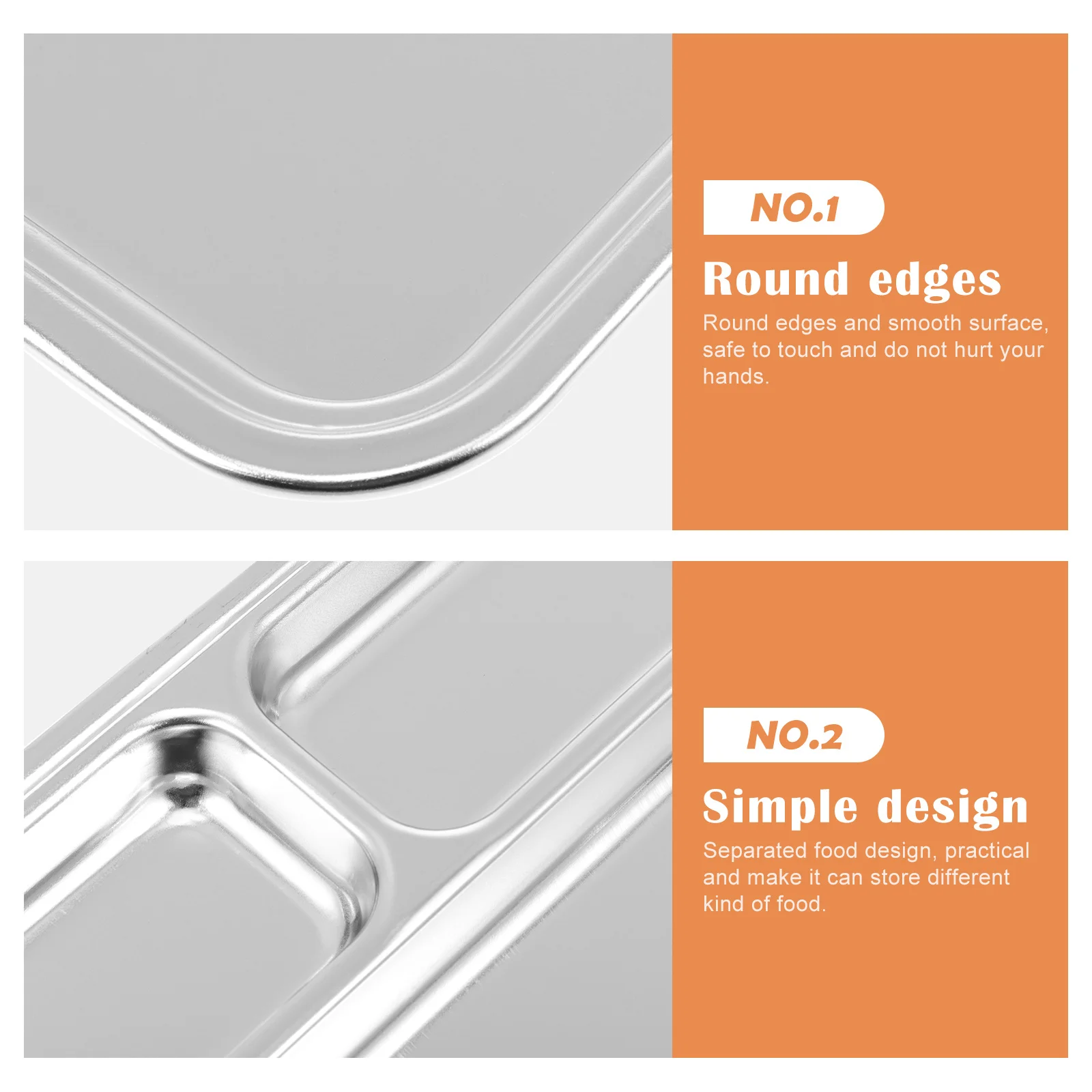 

Stainless Steel Food Plate Divided Design Outdoor Camping Picnic Hiking Travel Multi-Grid Sauce Barbecue Container Dining