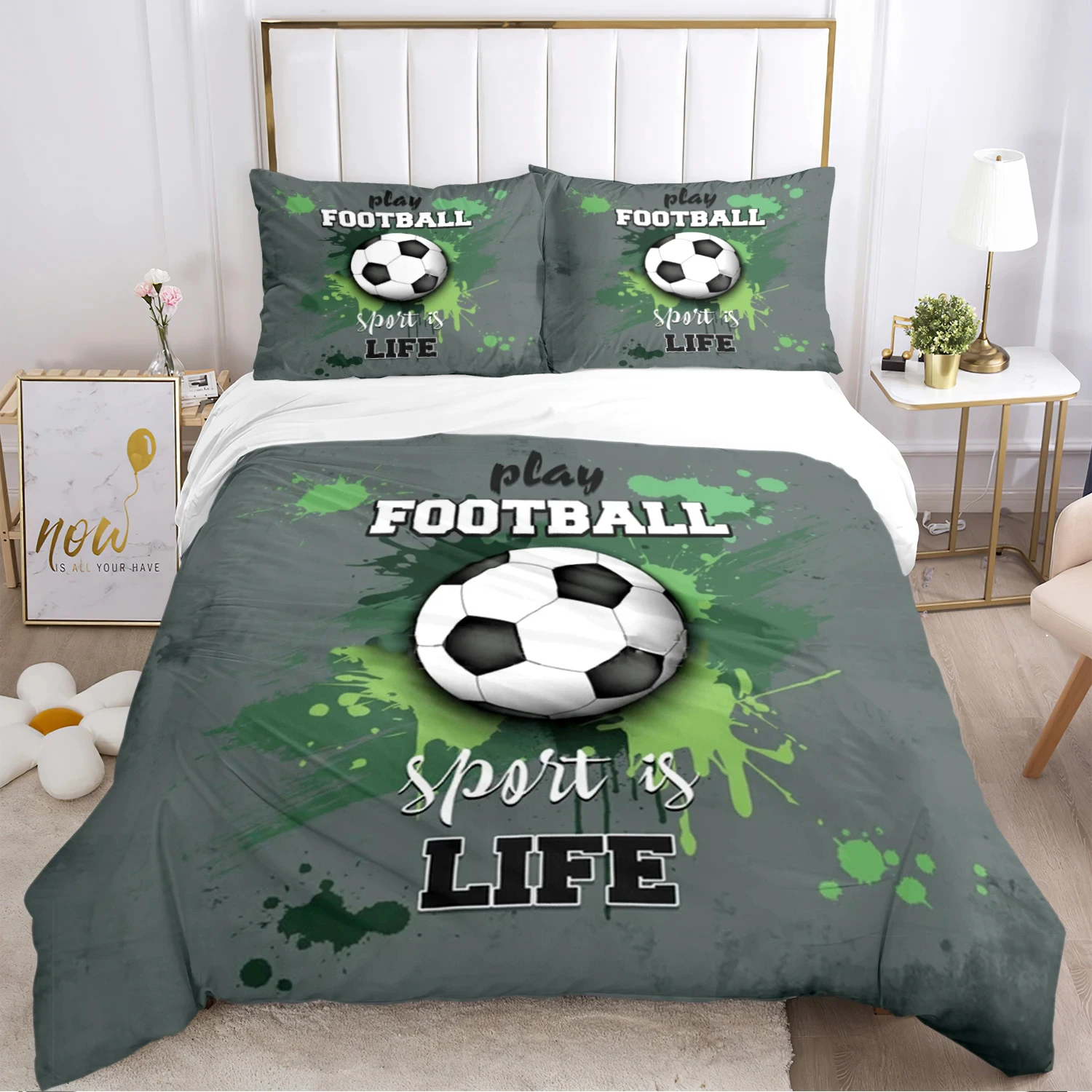 Football Duvet Cover Set Soft Comforter Bedding Sets and Pillowcases for Teens, Single/Double/Queen/King  Quilt Cover Pillowcase