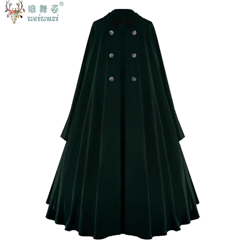 Women's Unisex Medieval Steampunk Winter Cape Maxi Larp Viking Pirate Cloak  Halloween Hooded Long Robe Gothic Jacket Cosplay