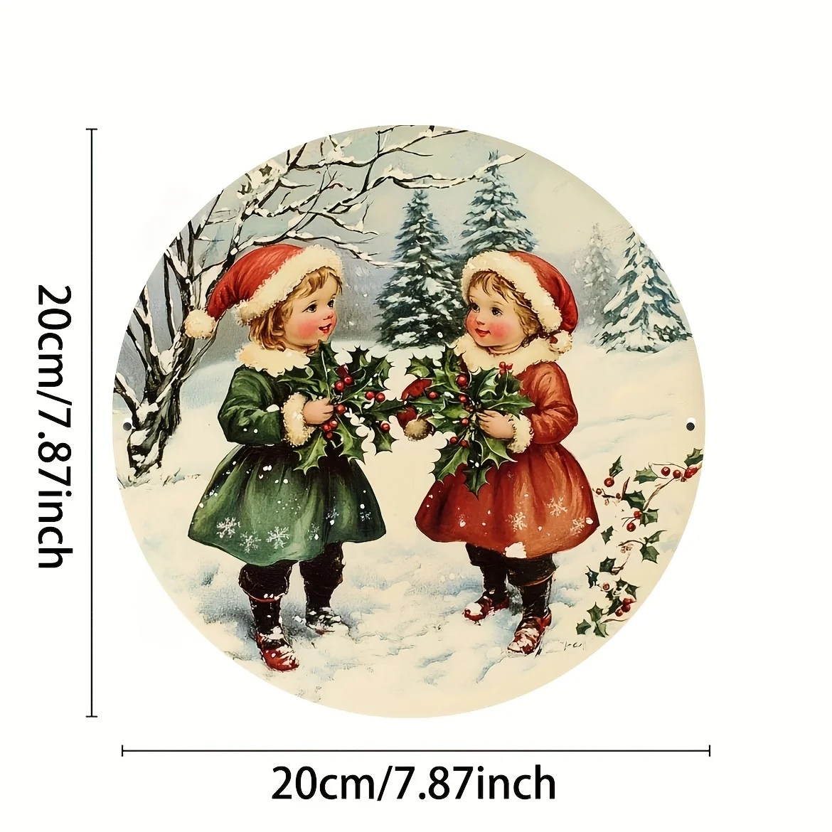 Victoria Winter Christmas Scene Aluminum Sign, Vintage Holiday Wall Art, Suitable for Bedroom, Living Room, Fireplace
